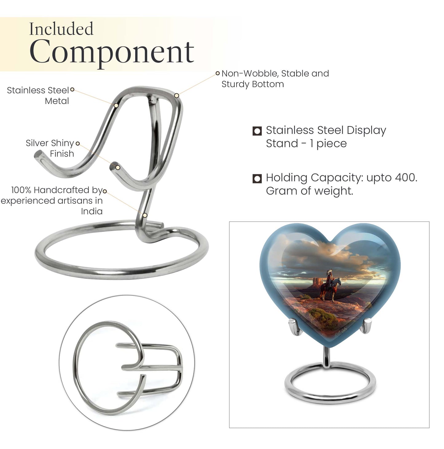 10-inch native American heart urn in abstract design 