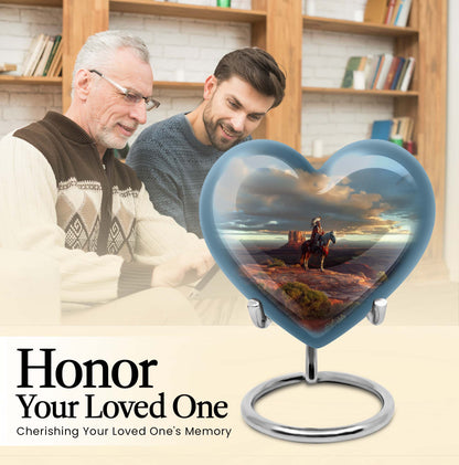 10-inch native American heart urn in abstract design 