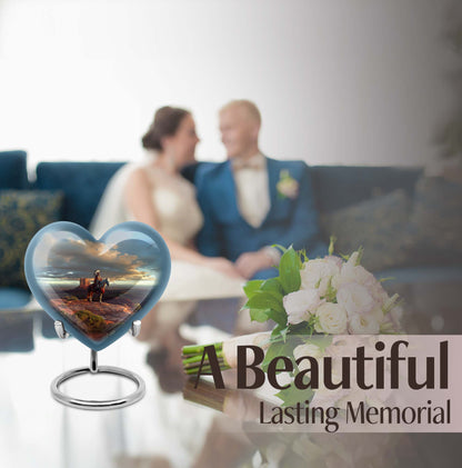 10-inch native American heart urn in abstract design 