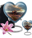 10-inch native American heart urn in abstract design 