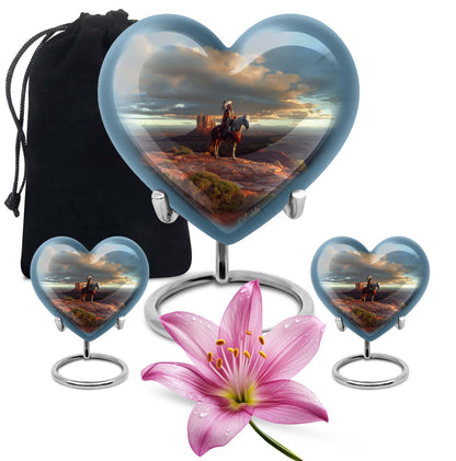 10-inch native American heart urn in abstract design 