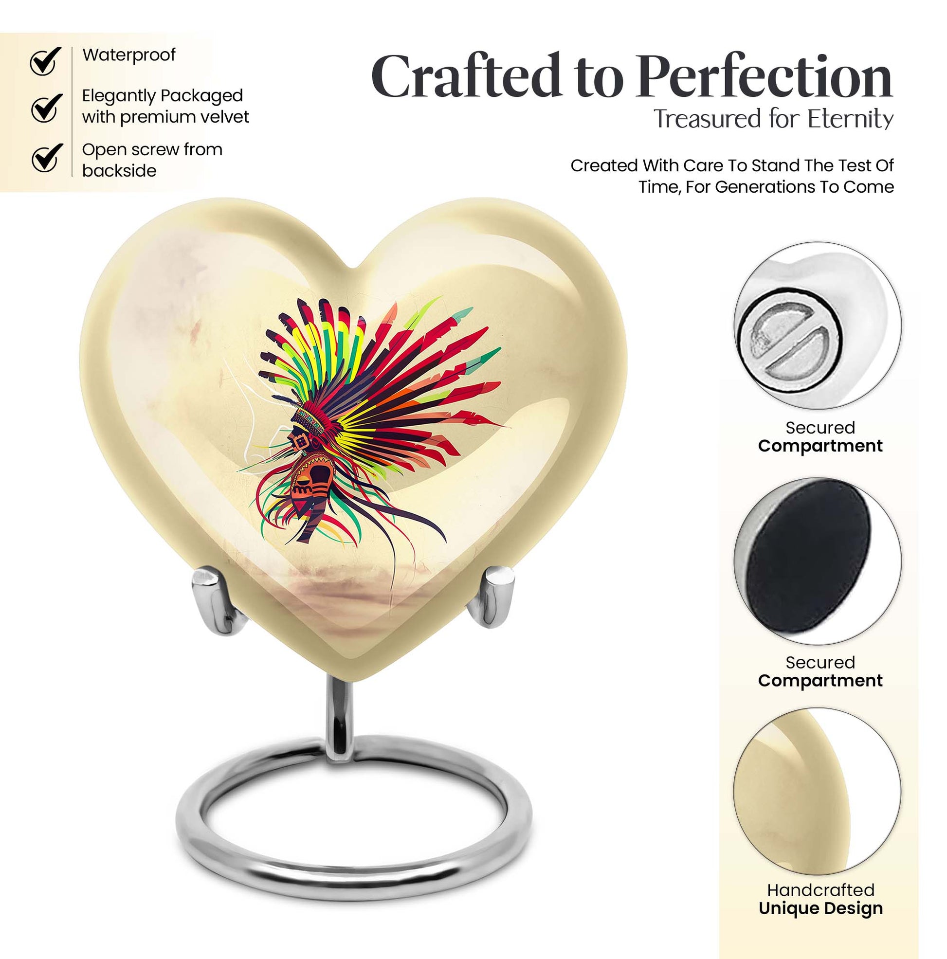 10-inch abstract heart urn for human ashes