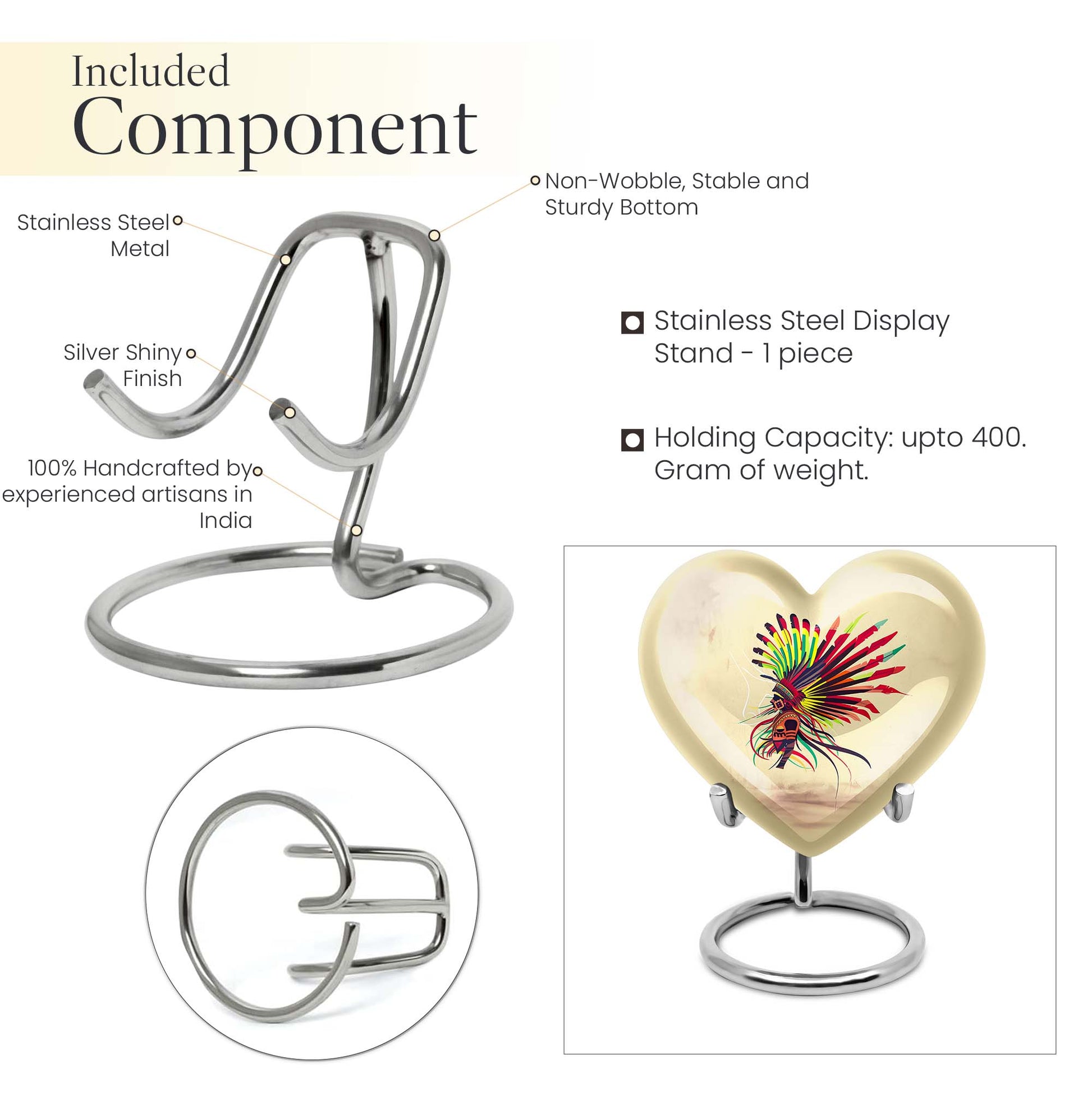 10-inch abstract heart urn for human ashes