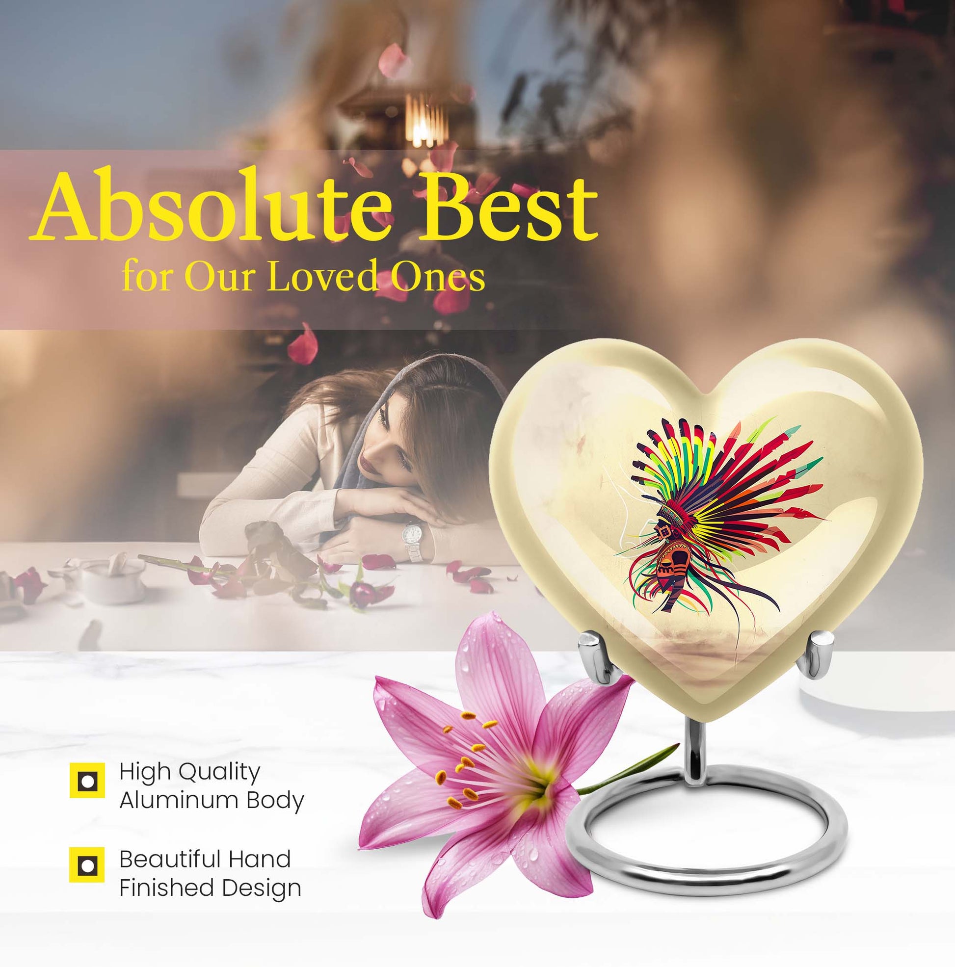 10-inch abstract heart urn for human ashes