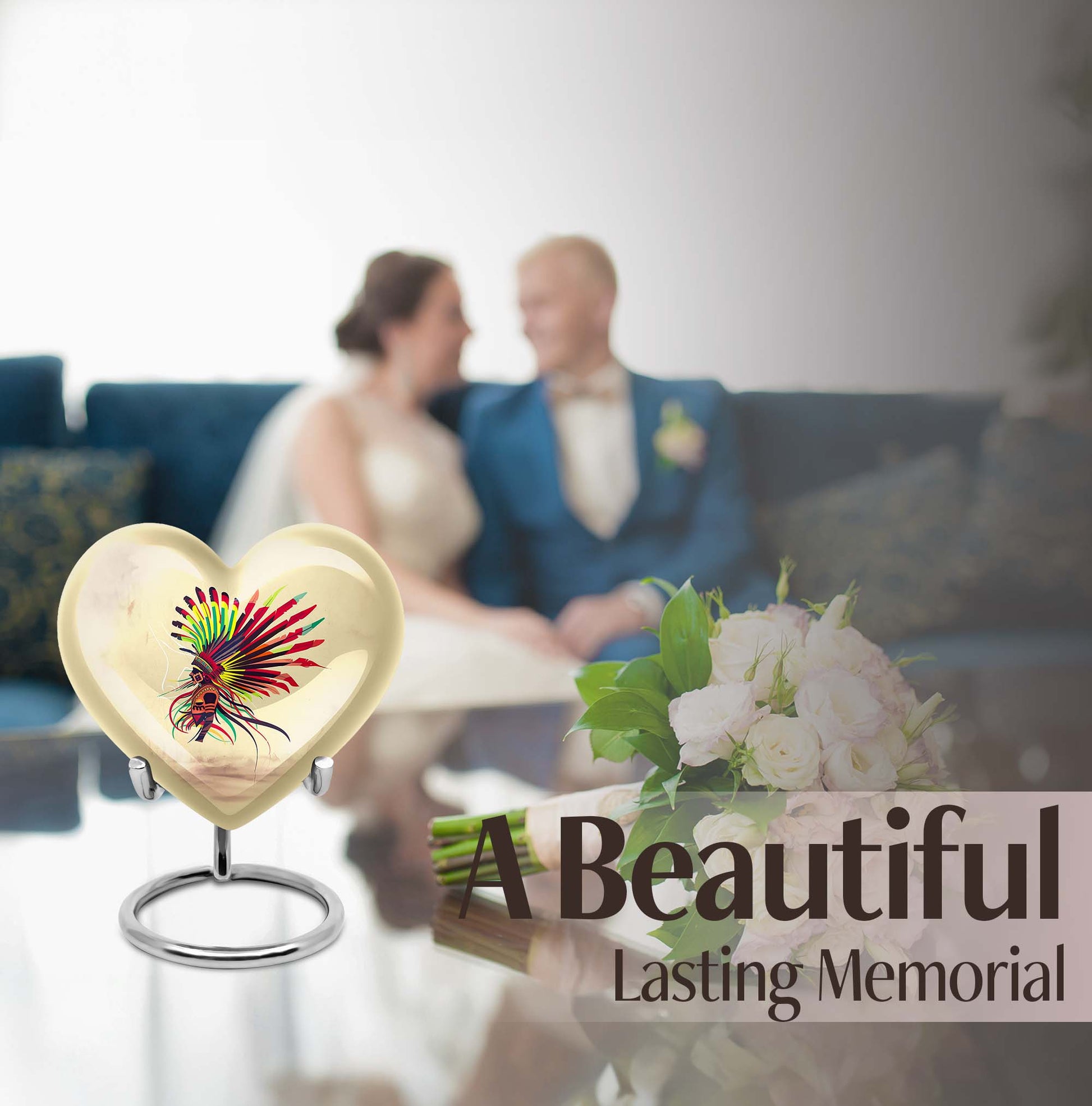 10-inch abstract heart urn for human ashes