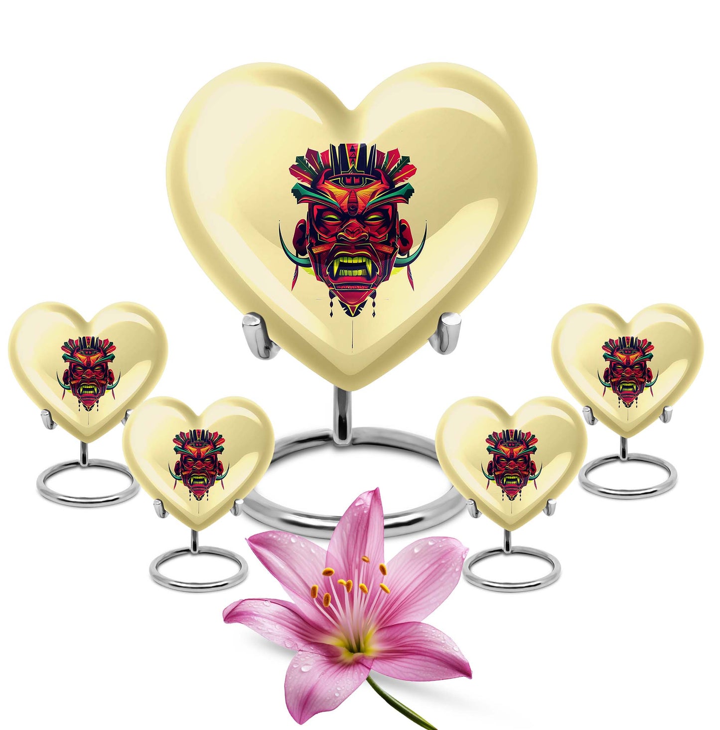 abstract designed heart-shaped native American urn,