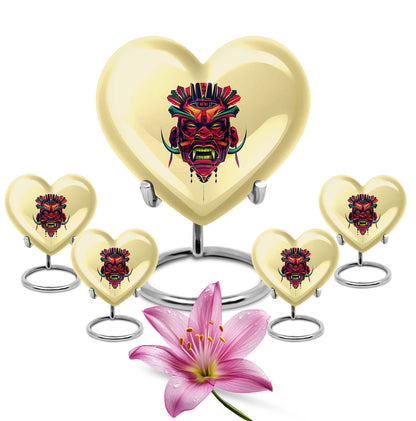 abstract designed heart-shaped native American urn,