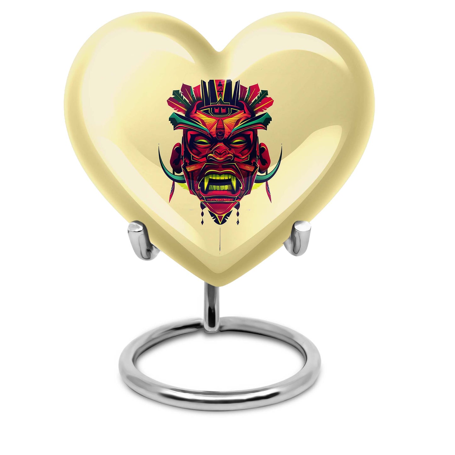 abstract designed heart-shaped native American urn,