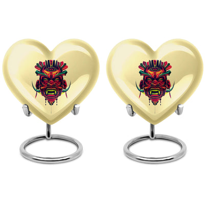 abstract designed heart-shaped native American urn,