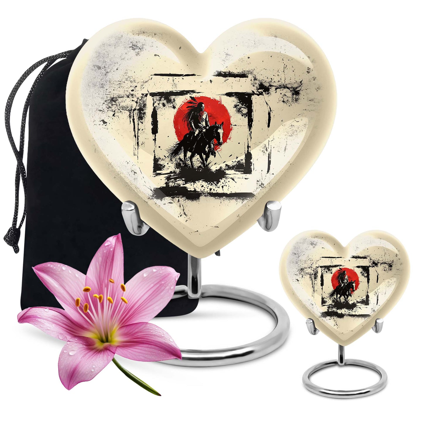  Heart-shaped Native American Urn for memorial ashes 