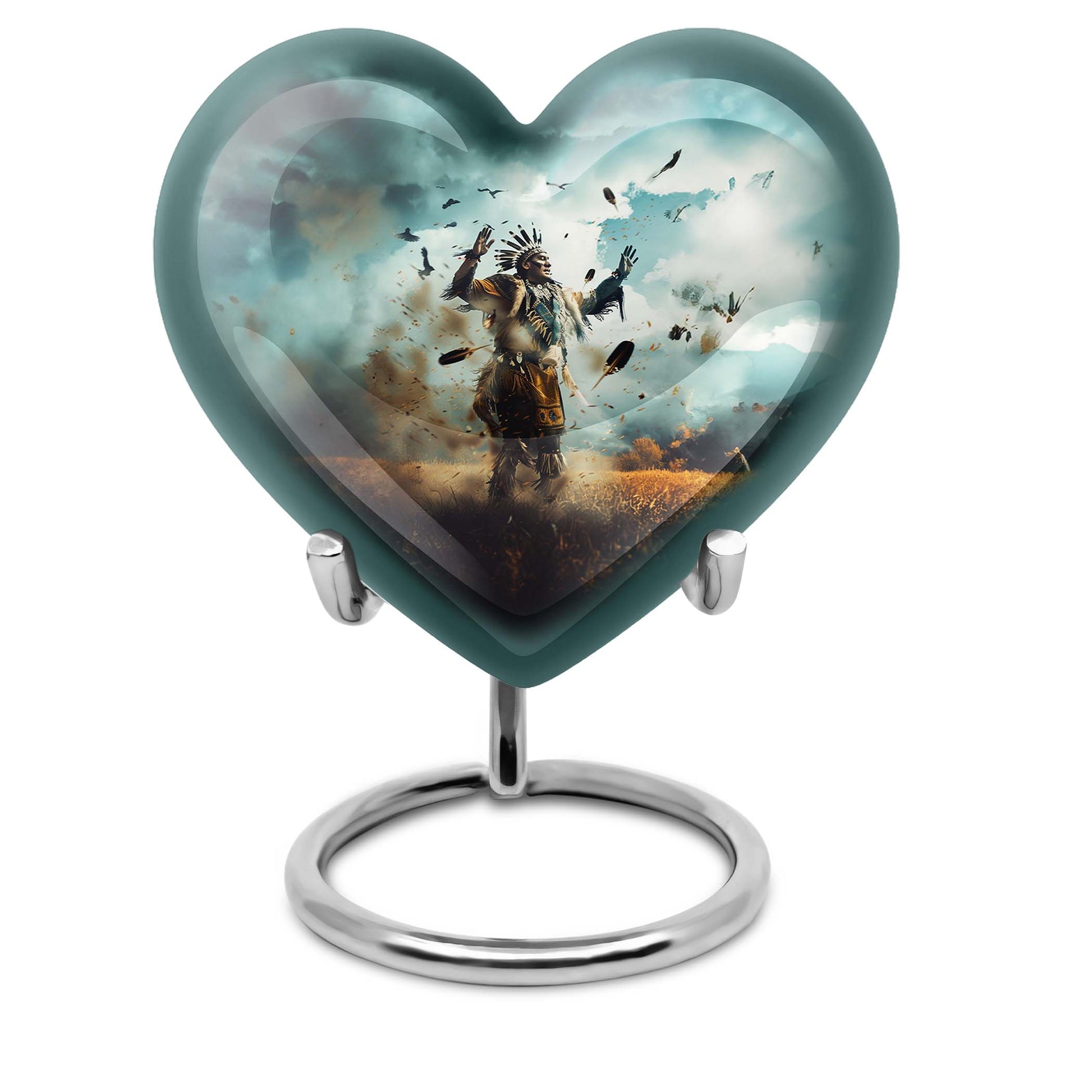 native american heart-shaped urn