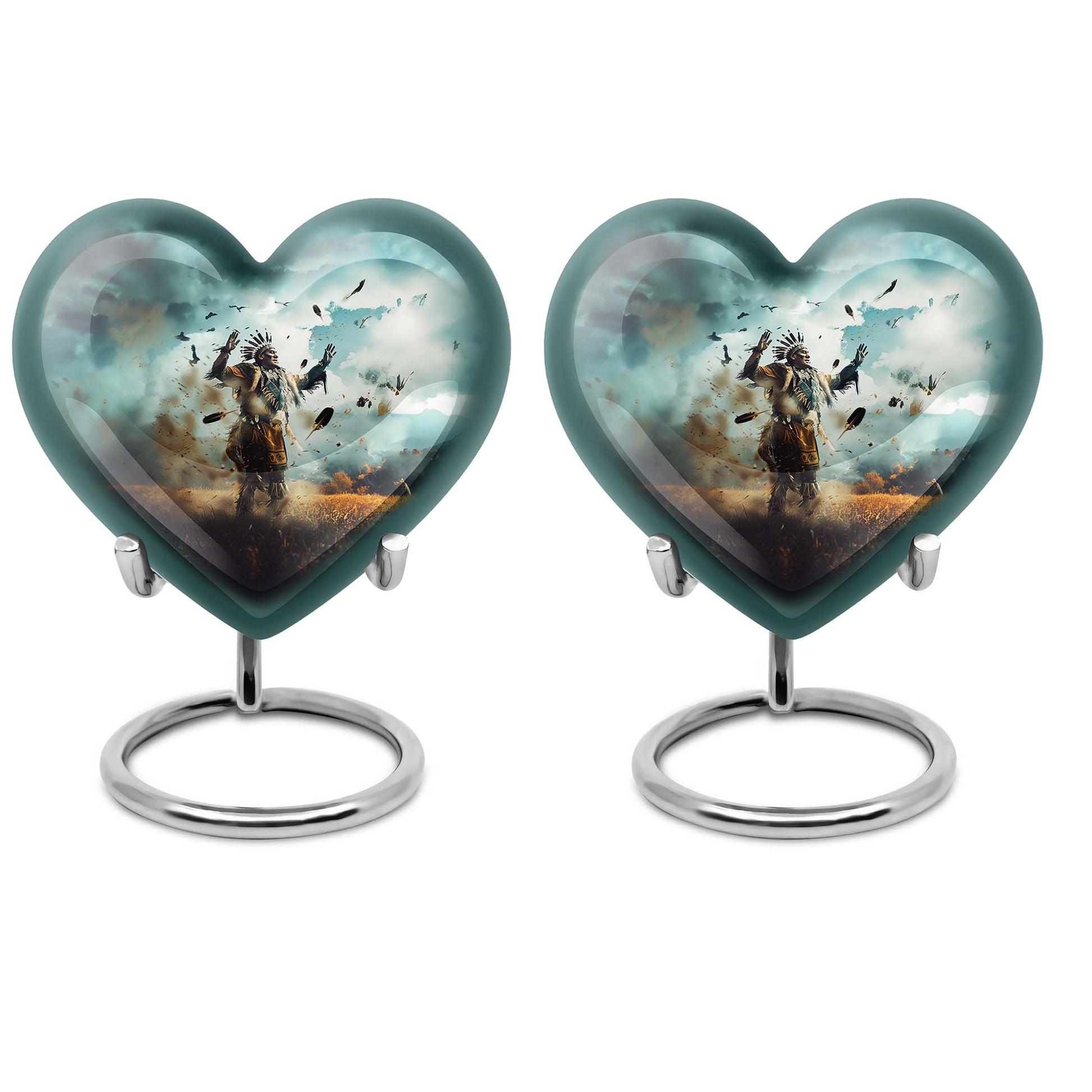 native american heart-shaped urn
