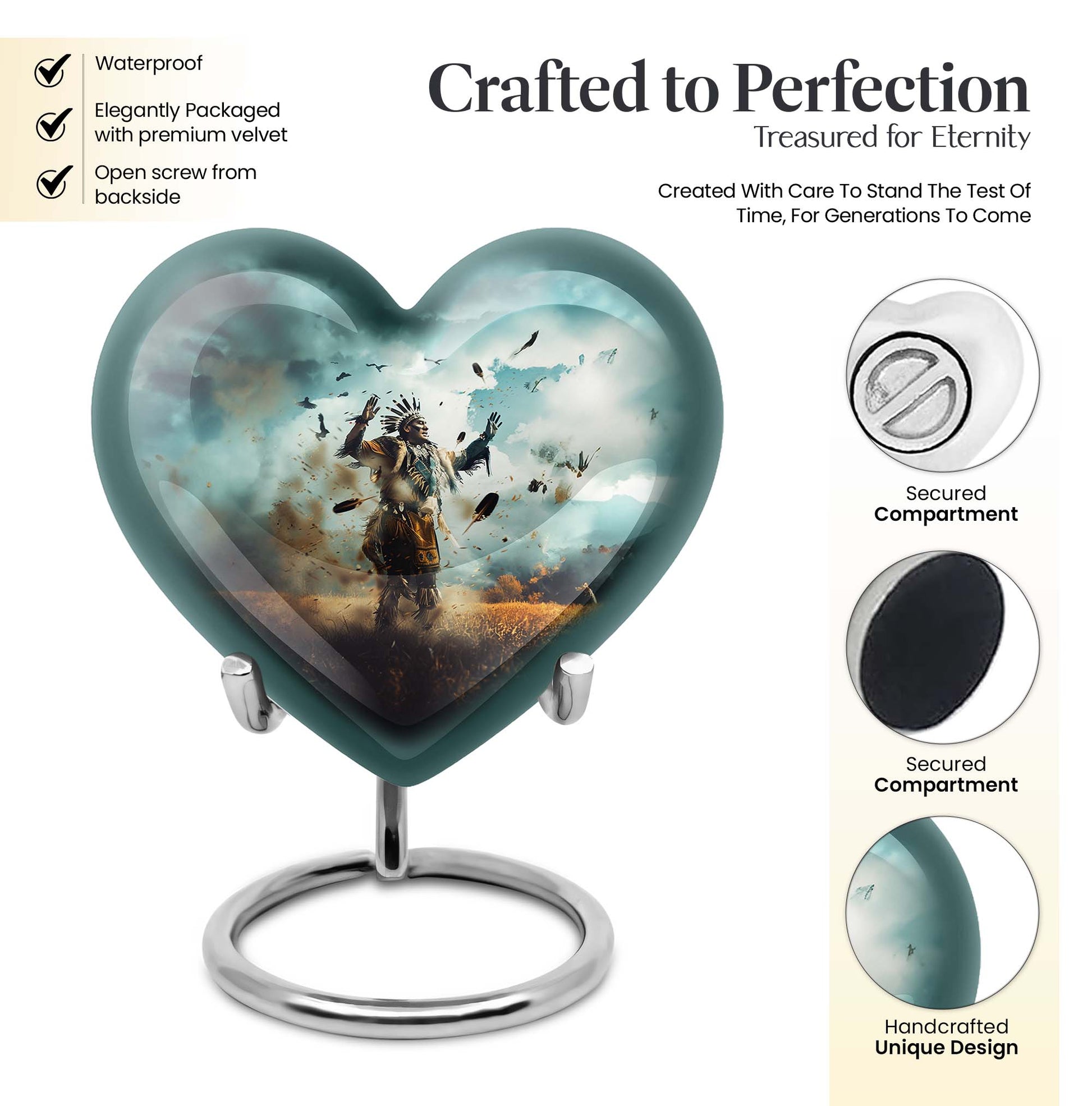 native american heart-shaped urn