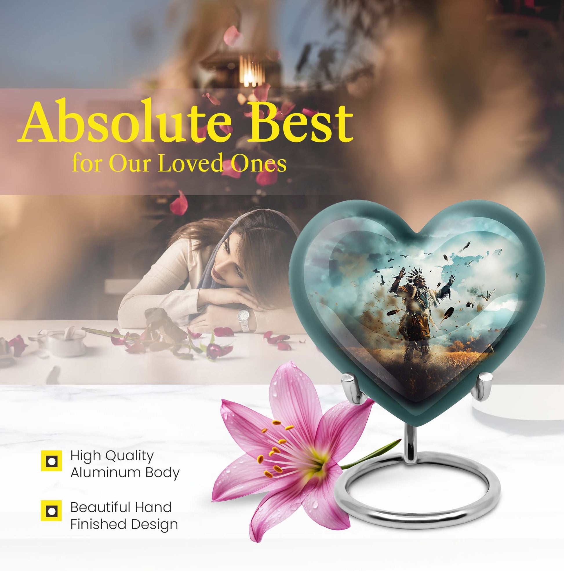 native american heart-shaped urn