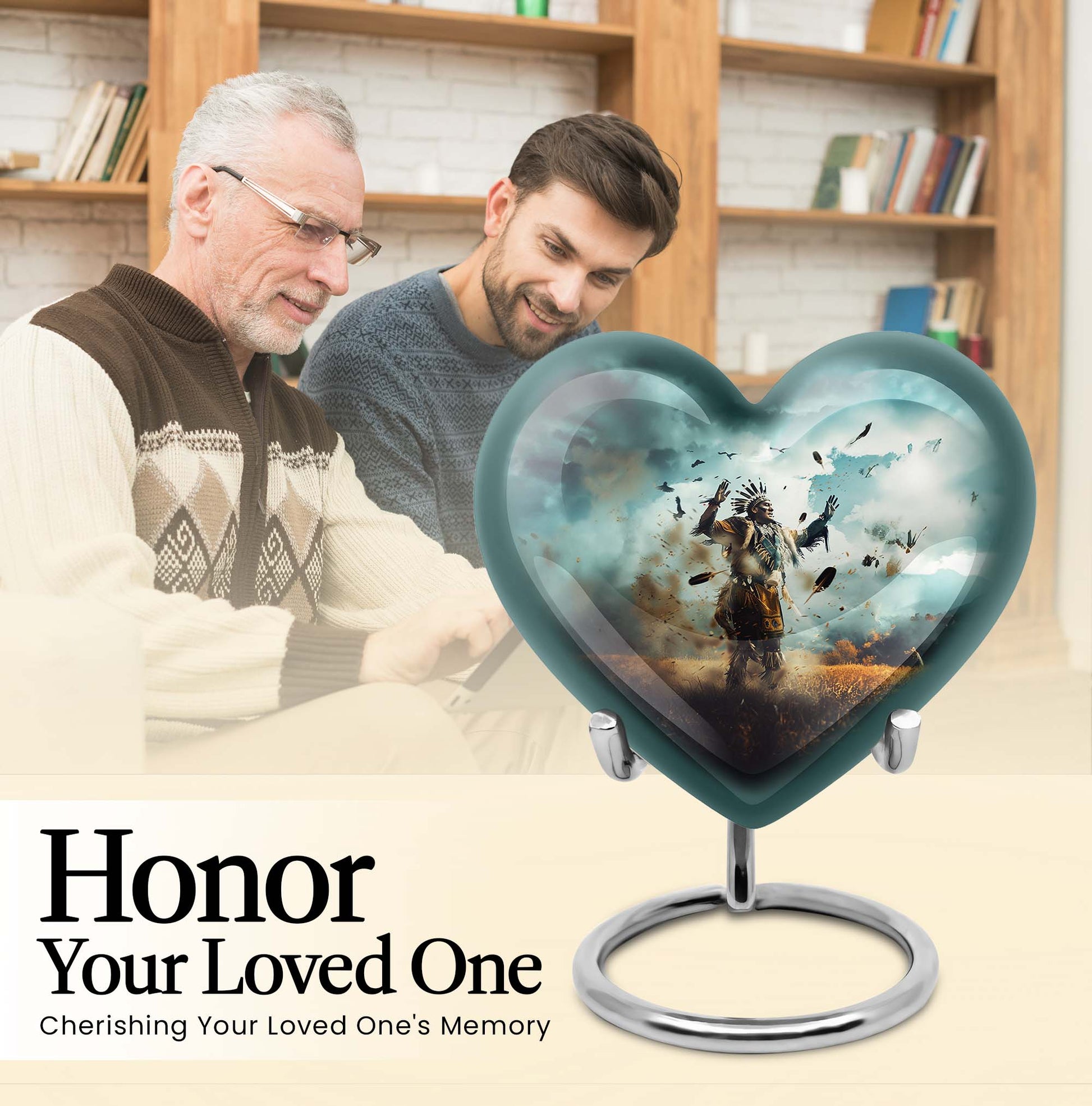 native american heart-shaped urn