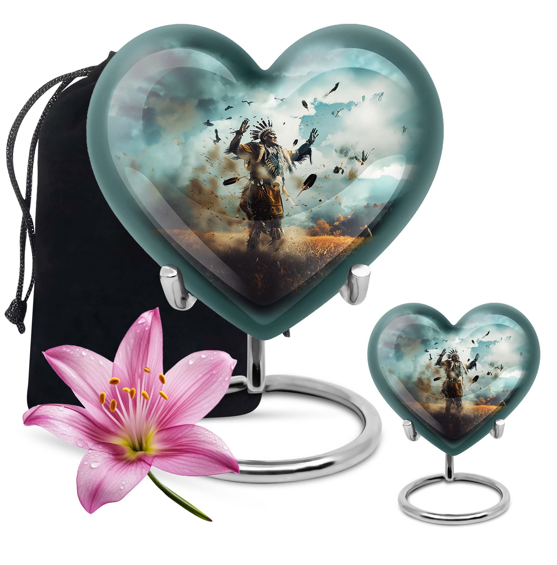 native american heart-shaped urn