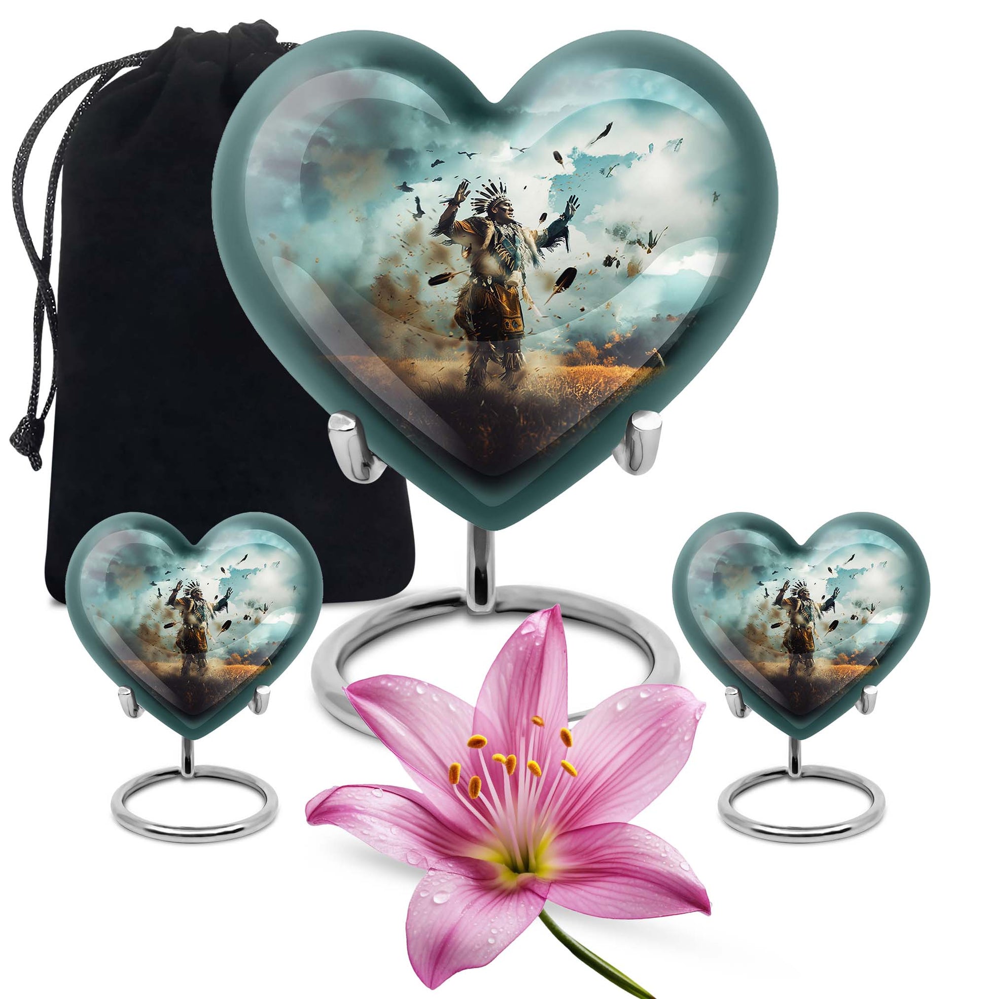 native american heart-shaped urn