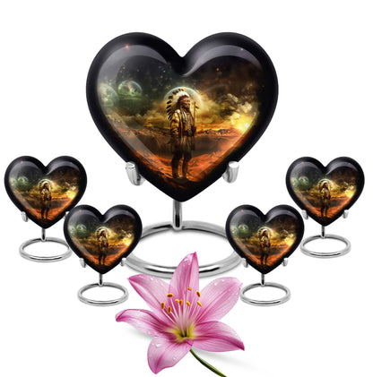 Native American 10-Inch Heart Urn for Adult Male