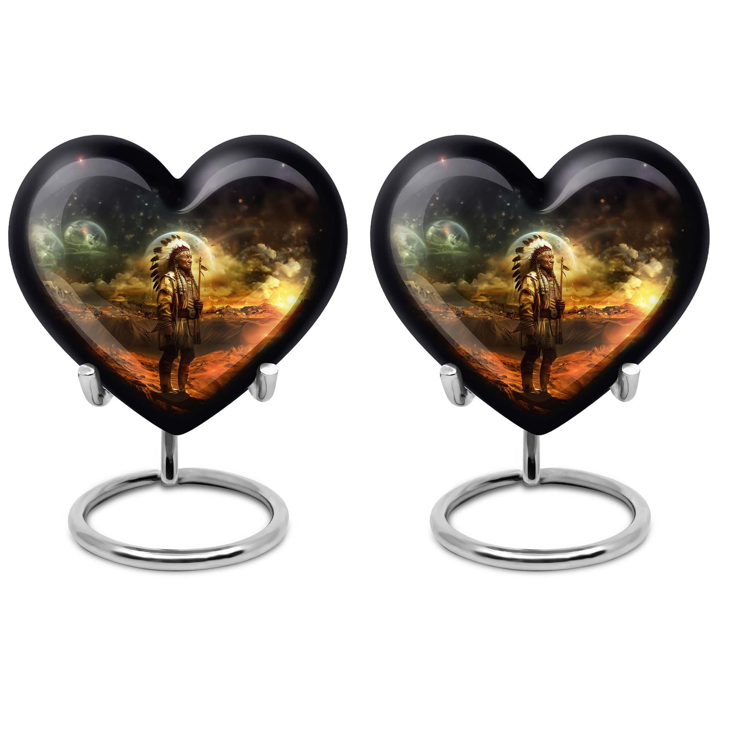 Native American 10-Inch Heart Urn for Adult Male