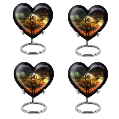 Native American 10-Inch Heart Urn for Adult Male
