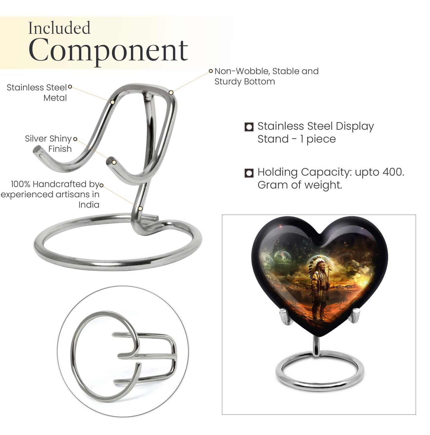 Native American 10-Inch Heart Urn for Adult Male