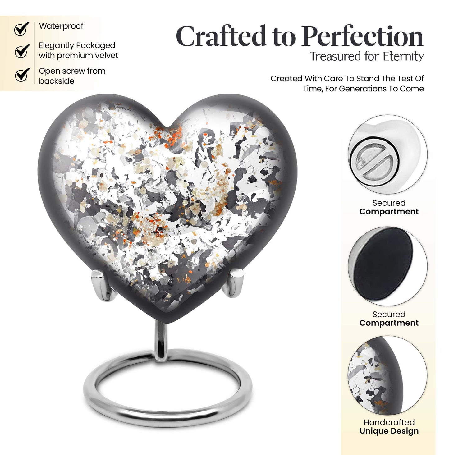 PAWS Large Heart cremation urn