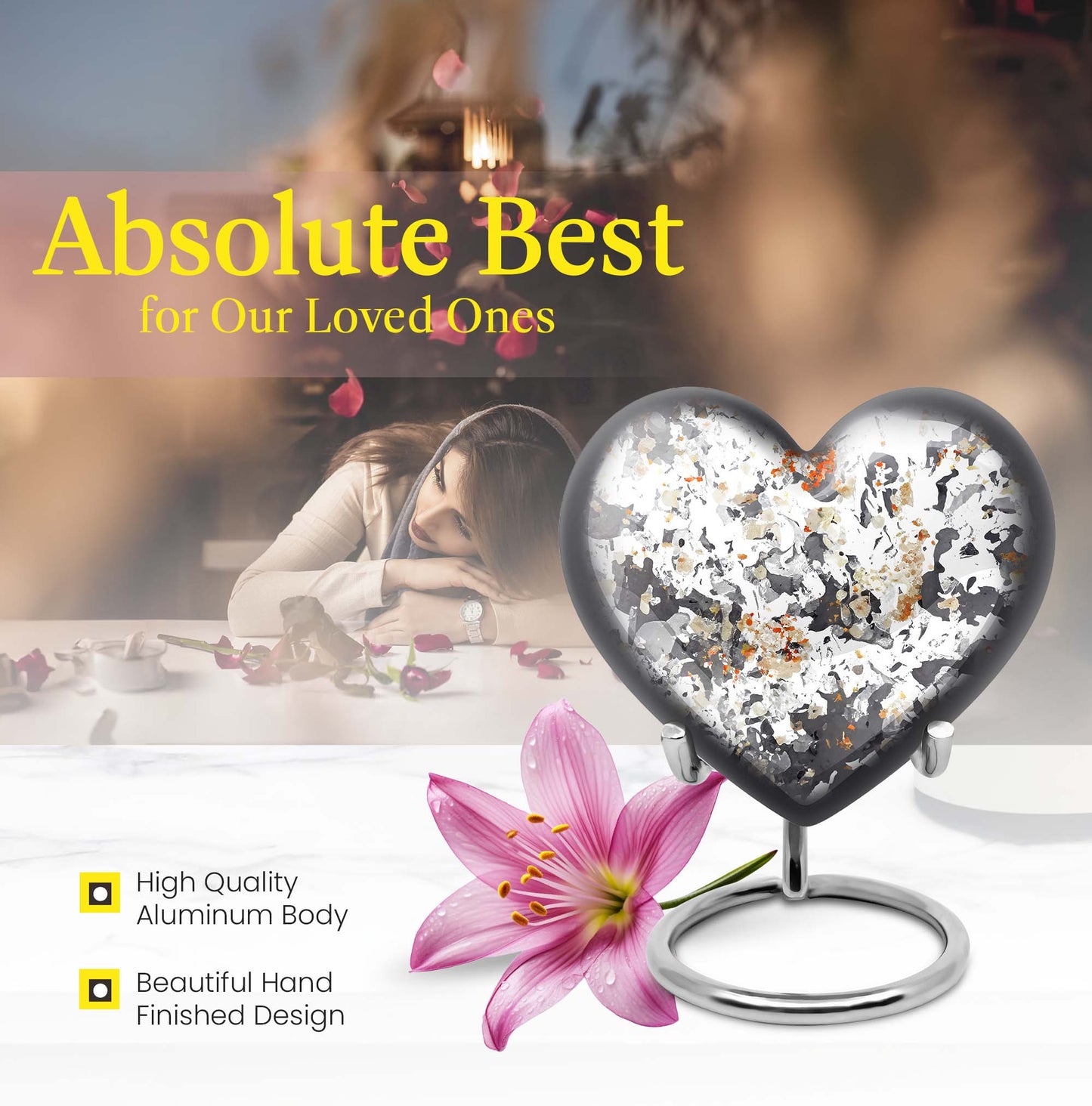 PAWS Large Heart cremation urn