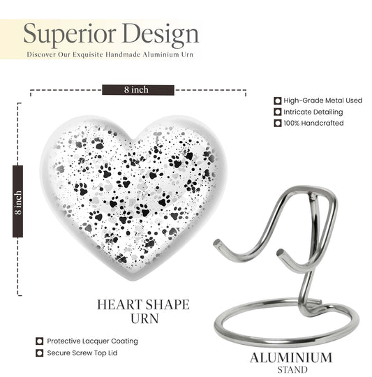 10-inch PAWS heart-shaped memorial urn