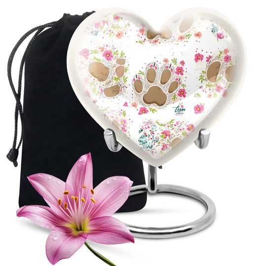 10-inch PAWS Urn, heart-shaped funeral urn for mom