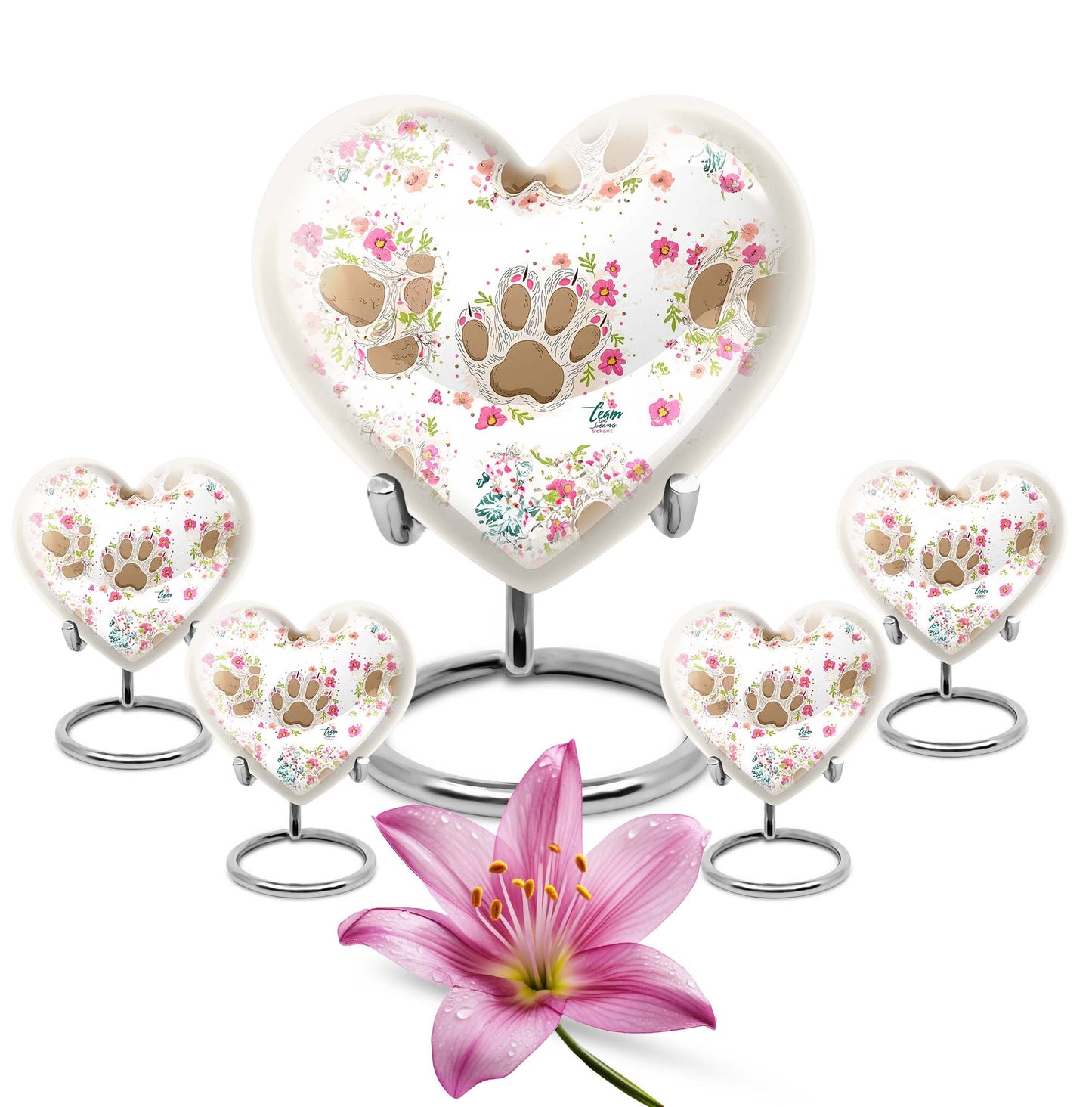 10-inch PAWS Urn, heart-shaped funeral urn for mom