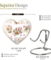 10-inch PAWS Urn, heart-shaped funeral urn for mom