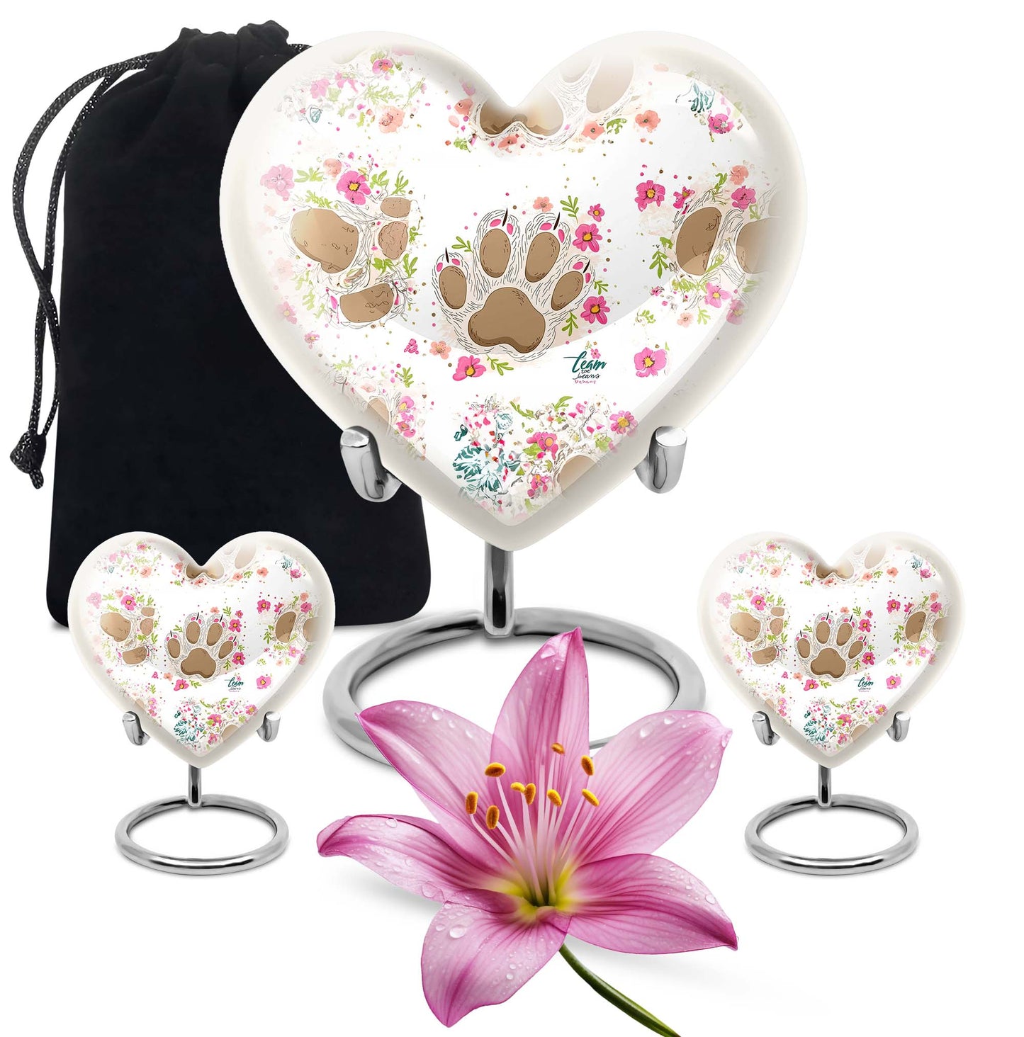 10-inch PAWS Urn, heart-shaped funeral urn for mom