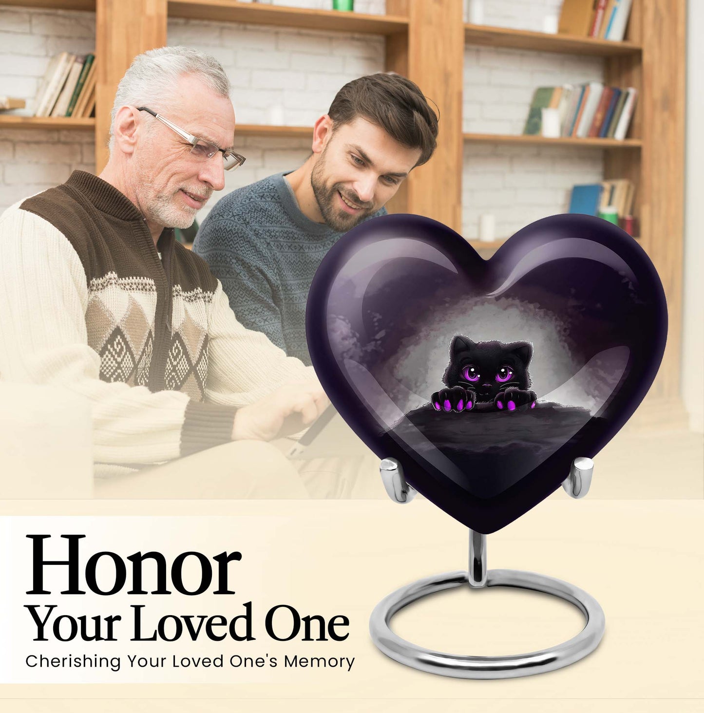 10-inch aluminum PAWS urn, heart design, Personalize