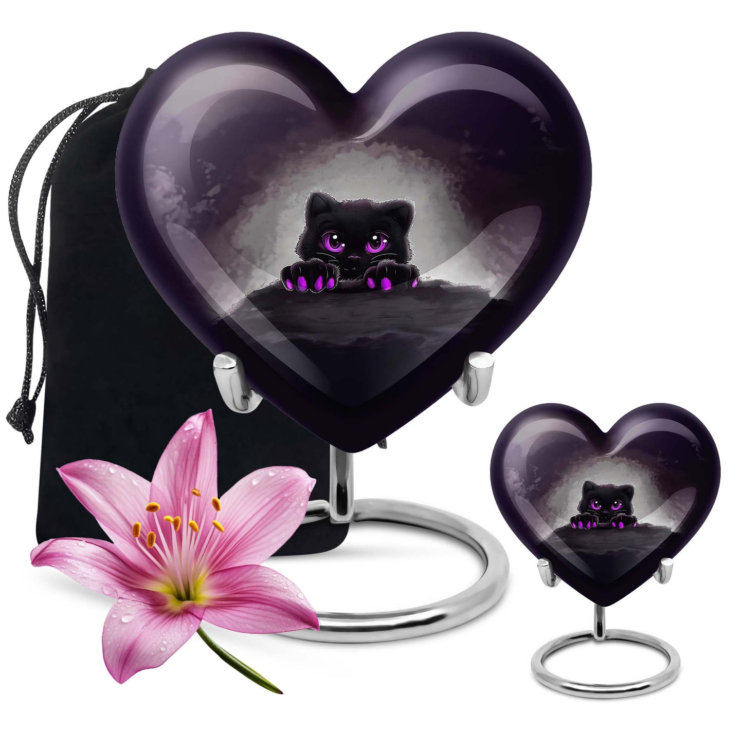 10-inch aluminum PAWS urn, heart design, Personalize