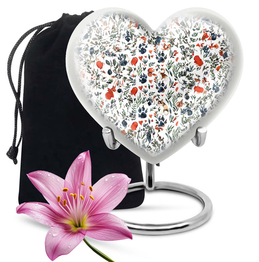 Large 10 Inch PAWS Urn, Heart-shaped memorial urn
