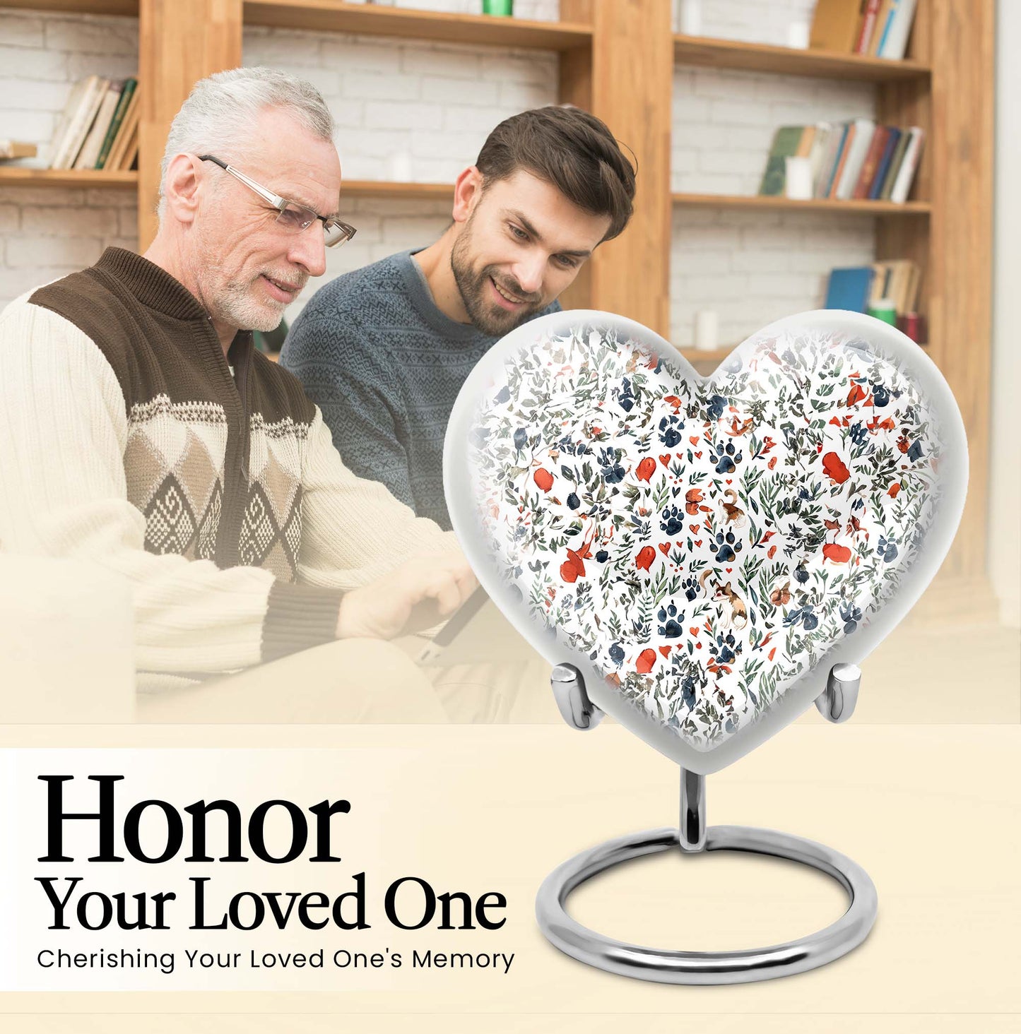 Large 10 Inch PAWS Urn, Heart-shaped memorial urn