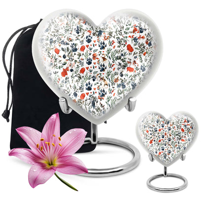 Large 10 Inch PAWS Urn, Heart-shaped memorial urn