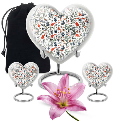 Large 10 Inch PAWS Urn, Heart-shaped memorial urn