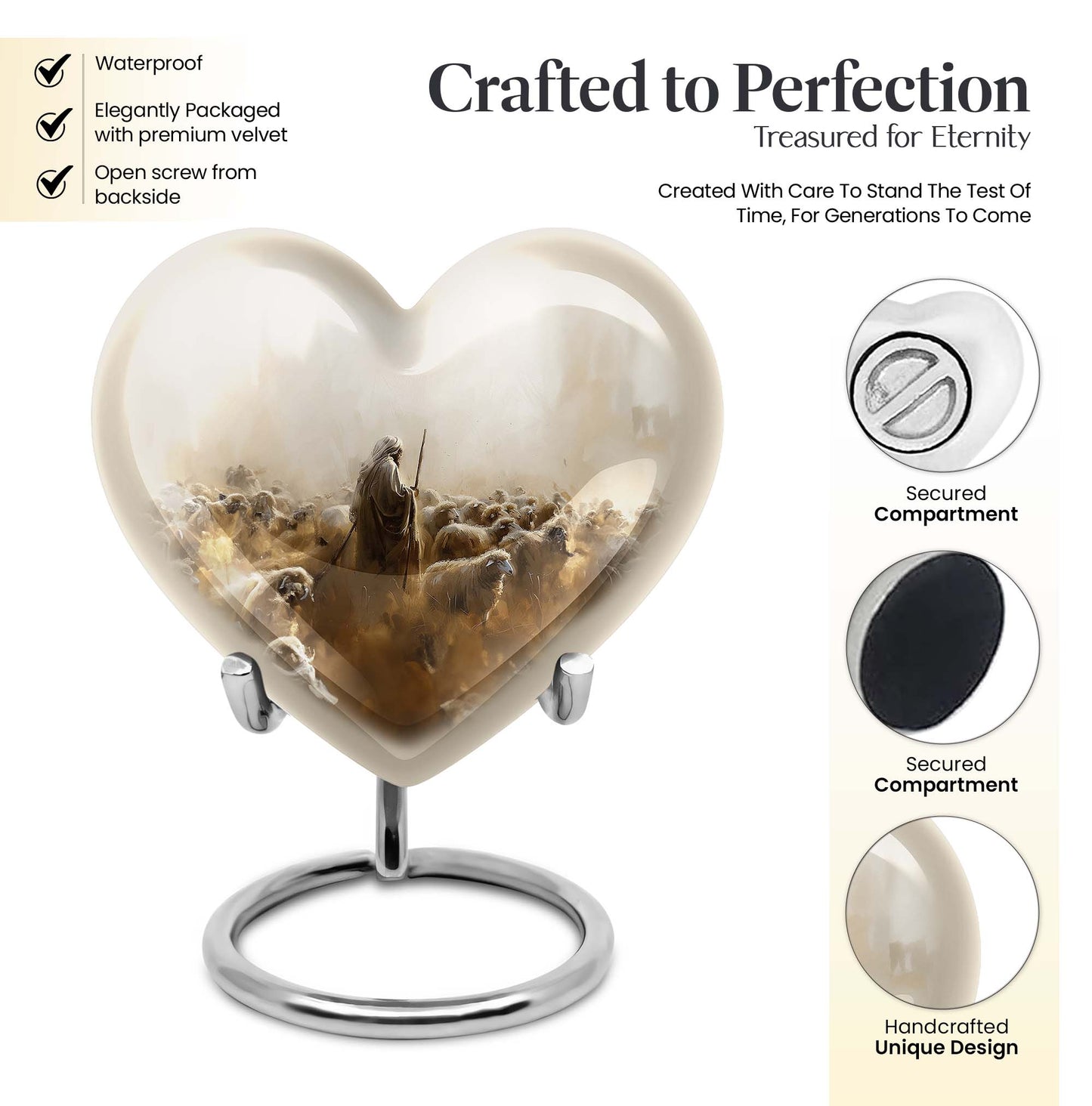 heart-shaped Shepherd Urn for male ashes