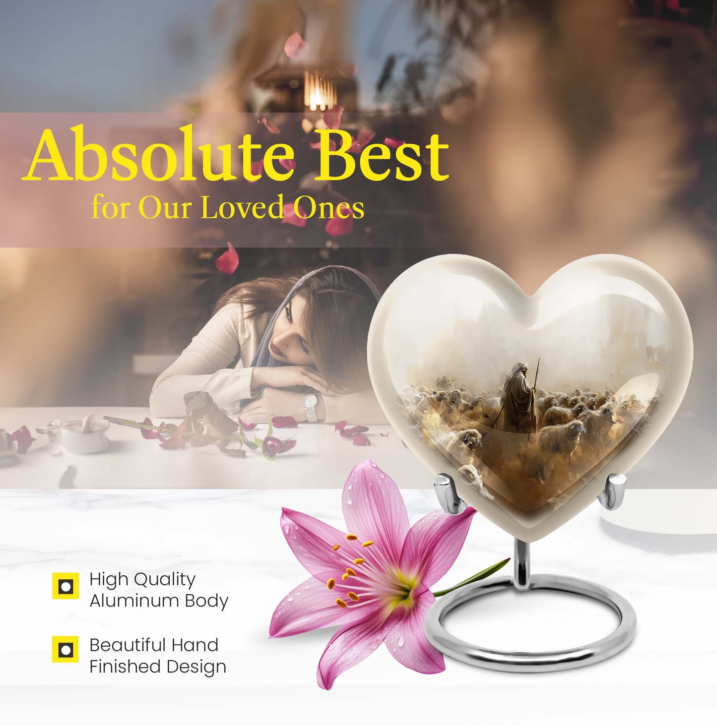 heart-shaped Shepherd Urn for male ashes