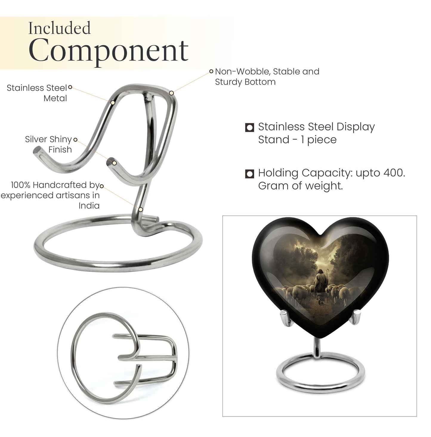 Heart Urn for men's cremation ashes