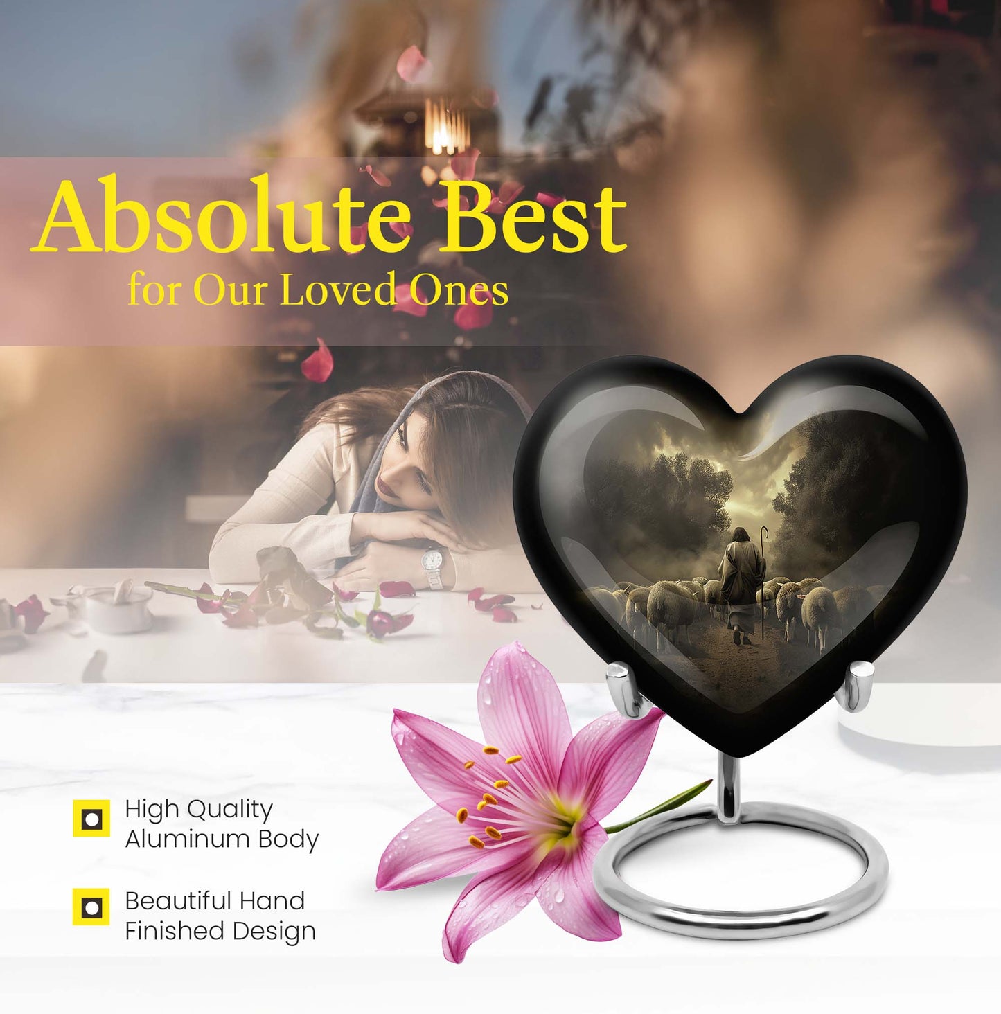 Heart Urn for men's cremation ashes