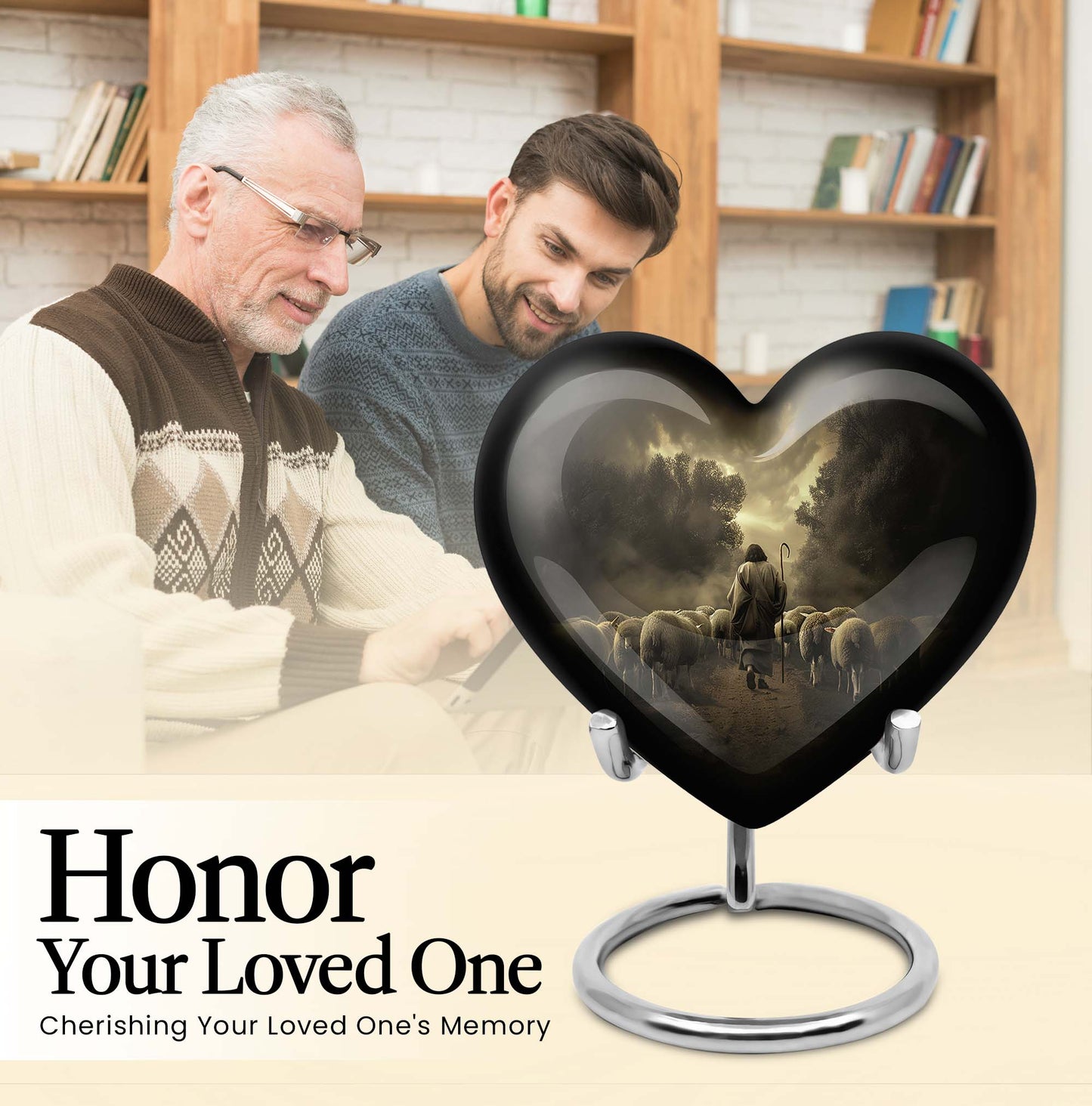 Heart Urn for men's cremation ashes