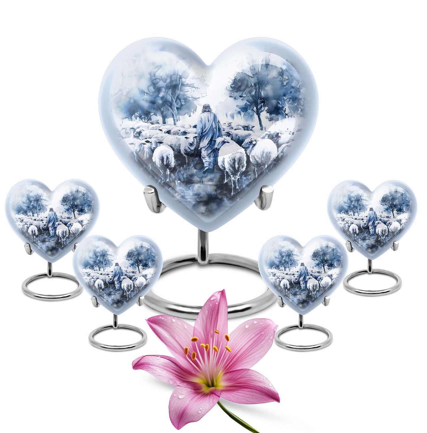shepherd burial urn with heart design