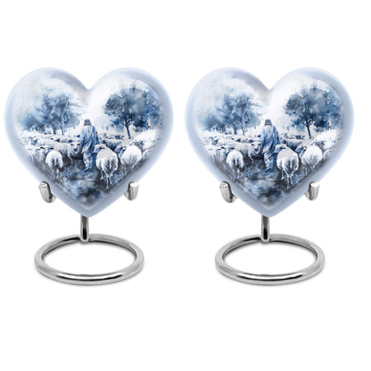 shepherd burial urn with heart design