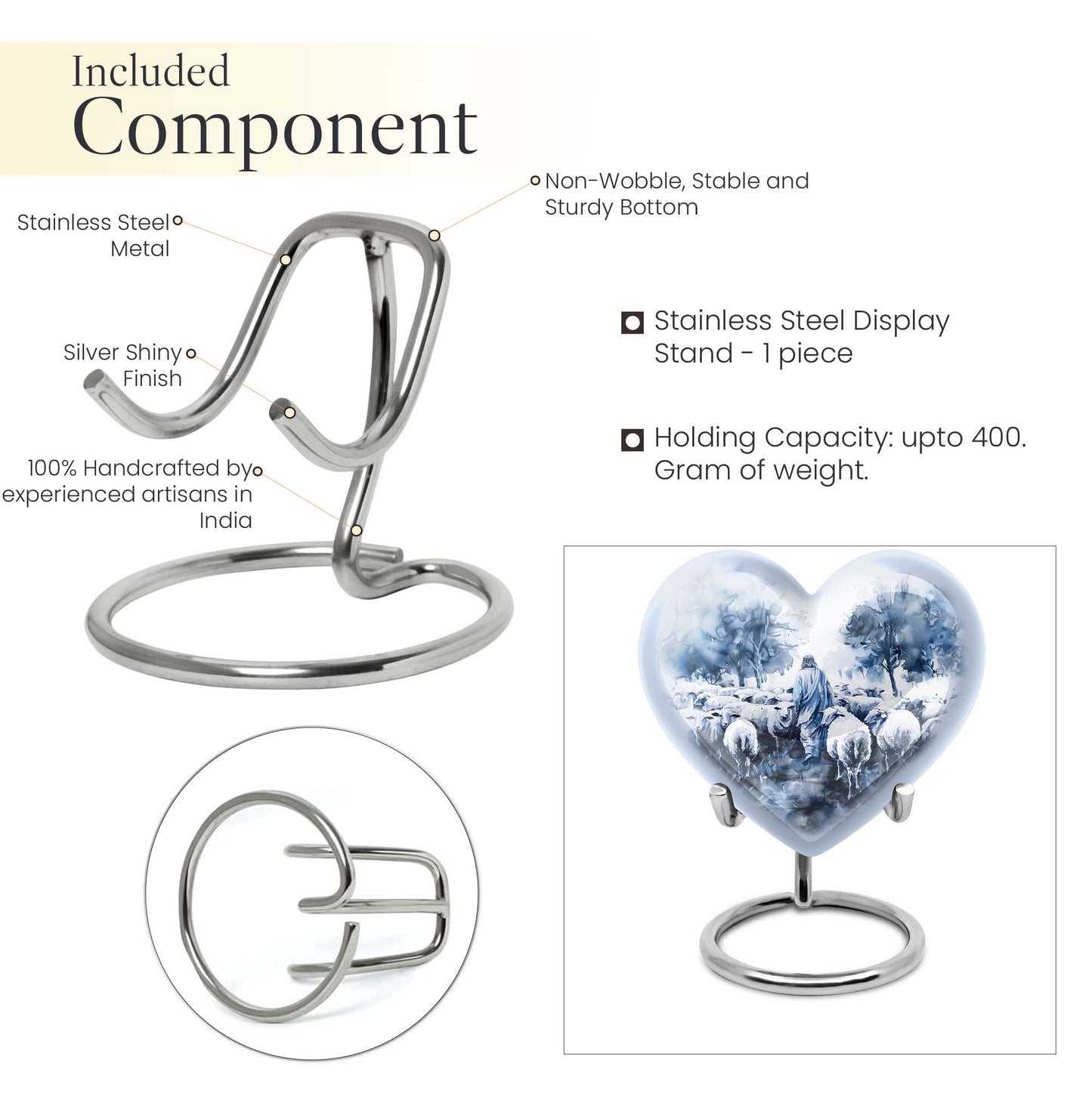 shepherd burial urn with heart design