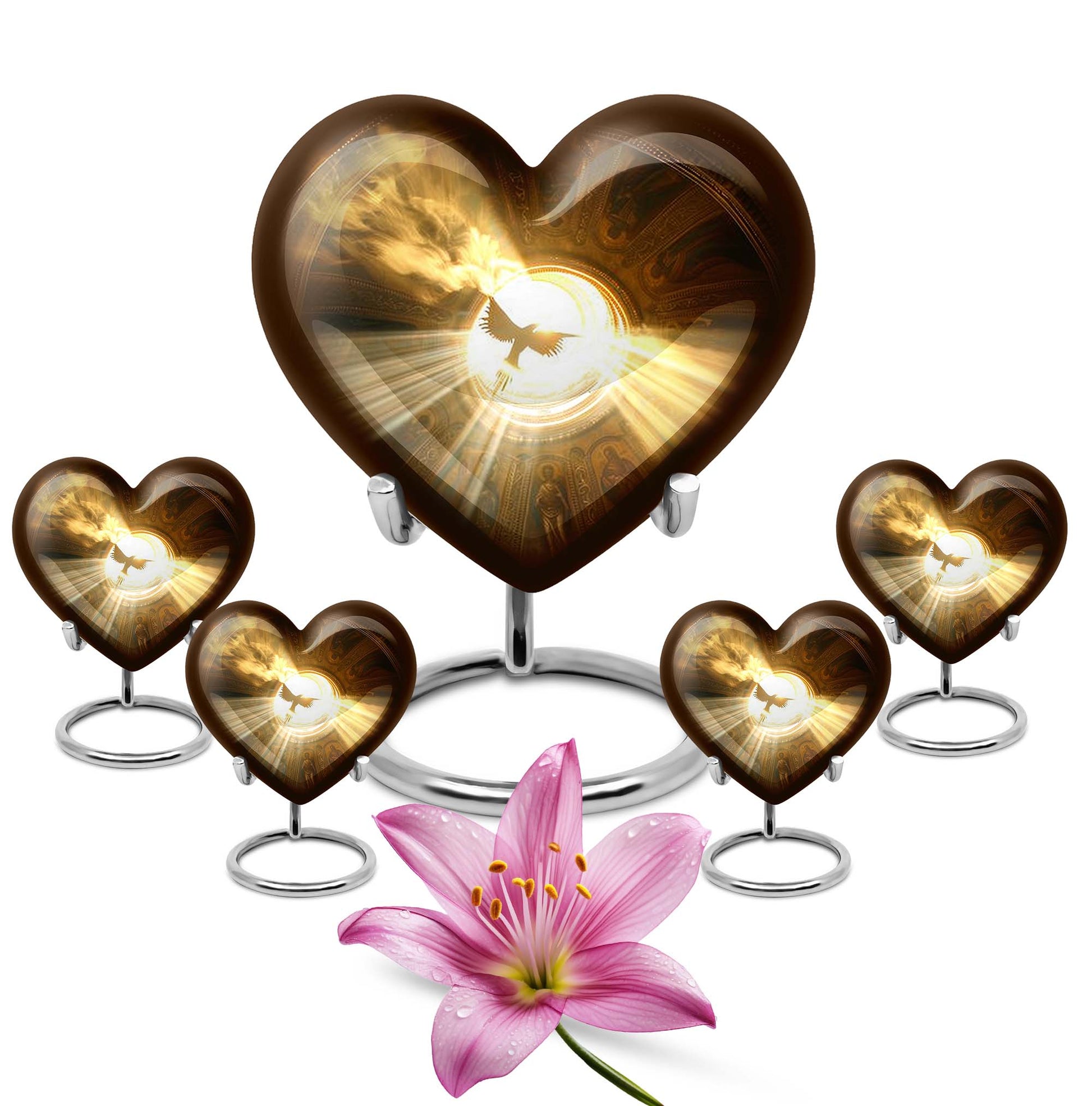 Heart-shaped 10-inch catholic urn for cremation