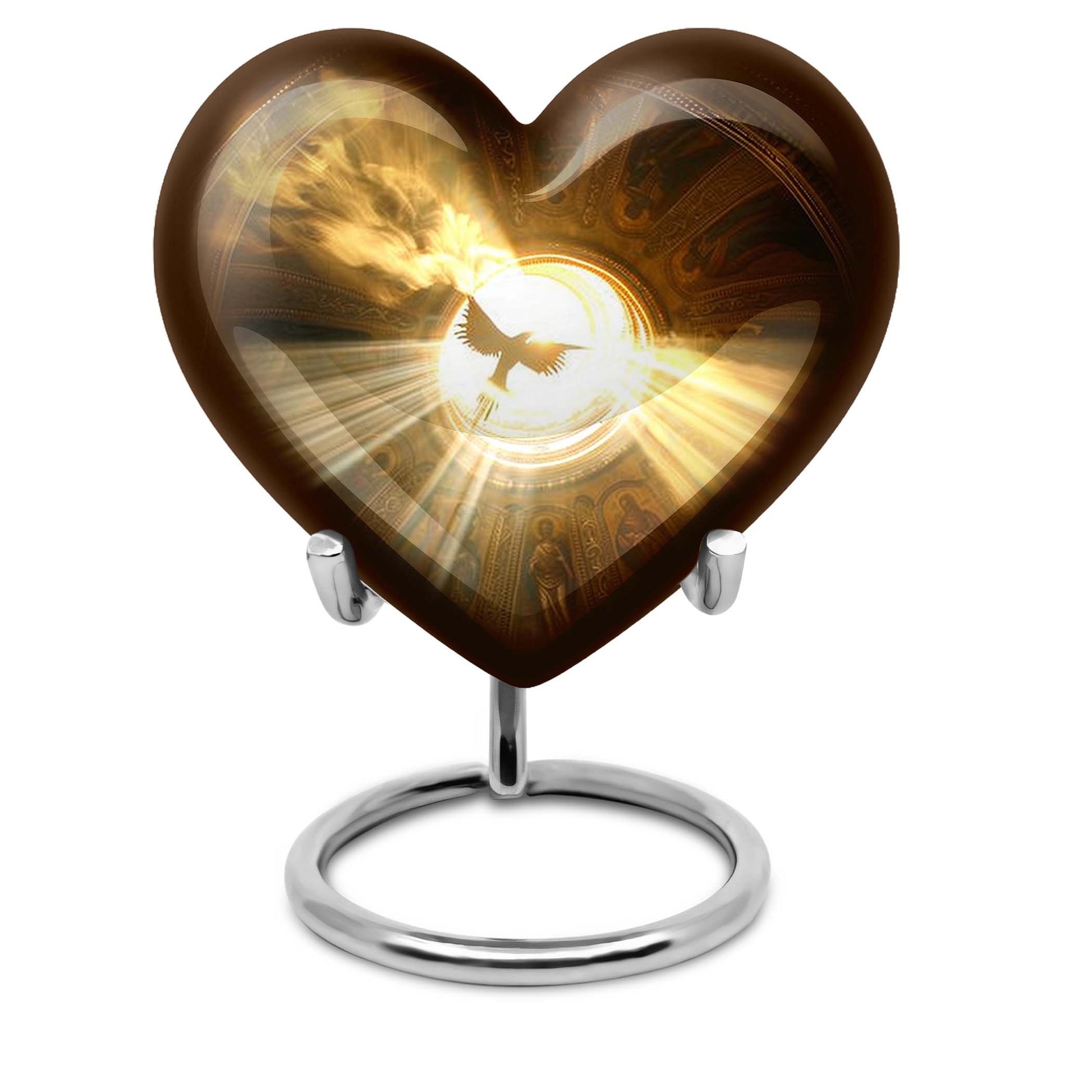 Heart-shaped 10-inch catholic urn for cremation