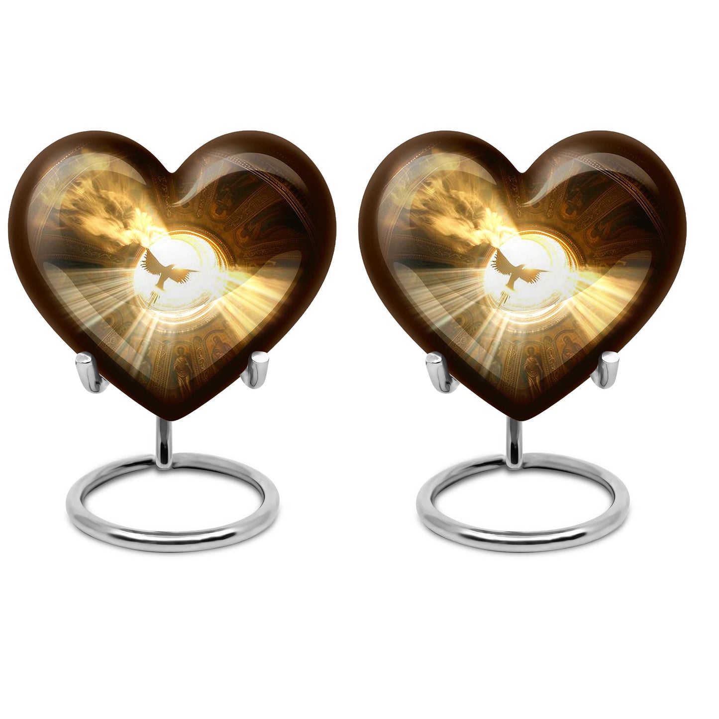Heart-shaped 10-inch catholic urn for cremation