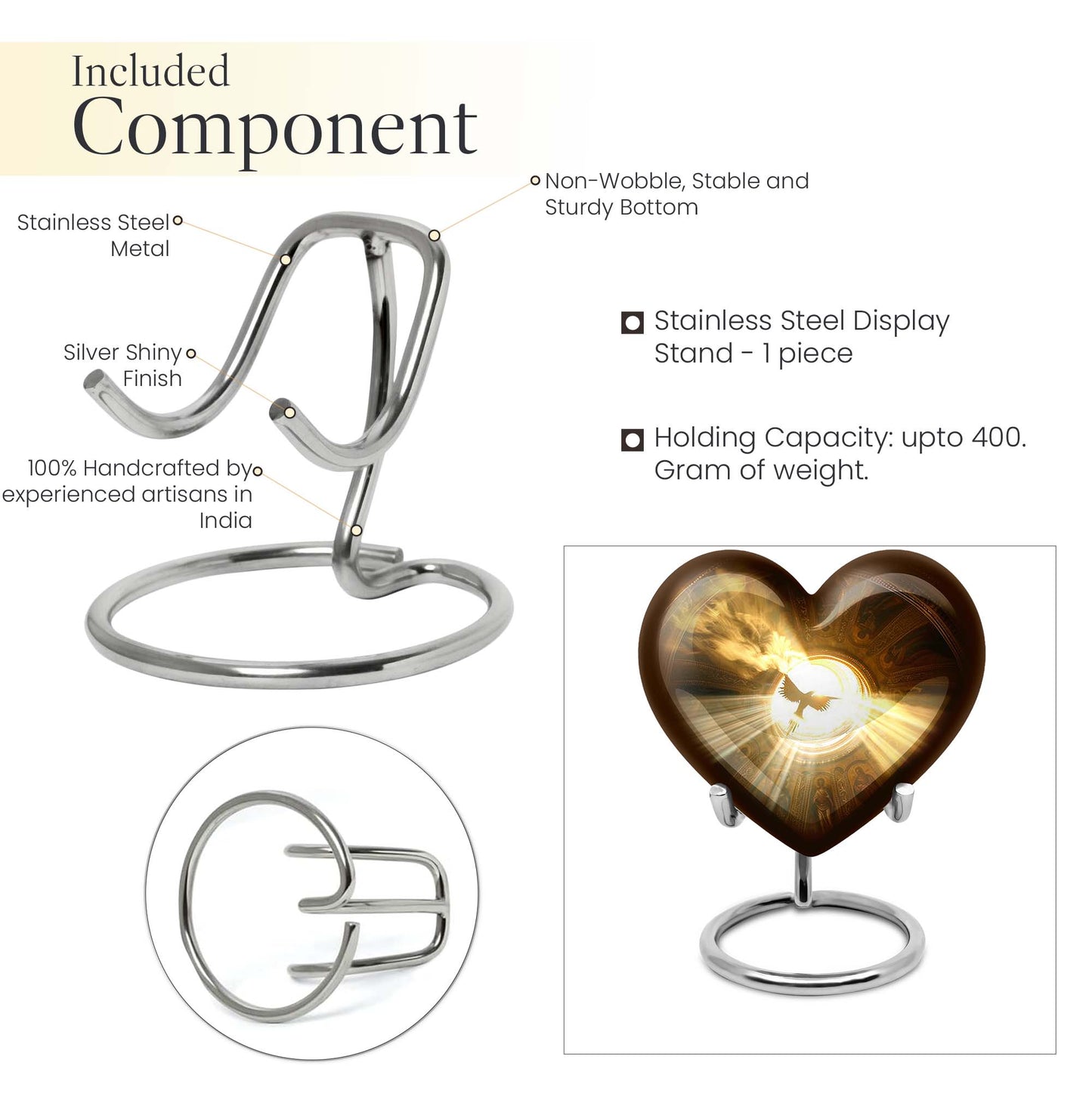 Heart-shaped 10-inch catholic urn for cremation